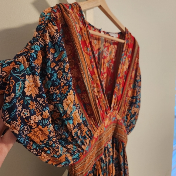 Baltic Born Leeanne Midi Dress Navy Multi Floral Boho Medium Maxi - Picture 12 of 15